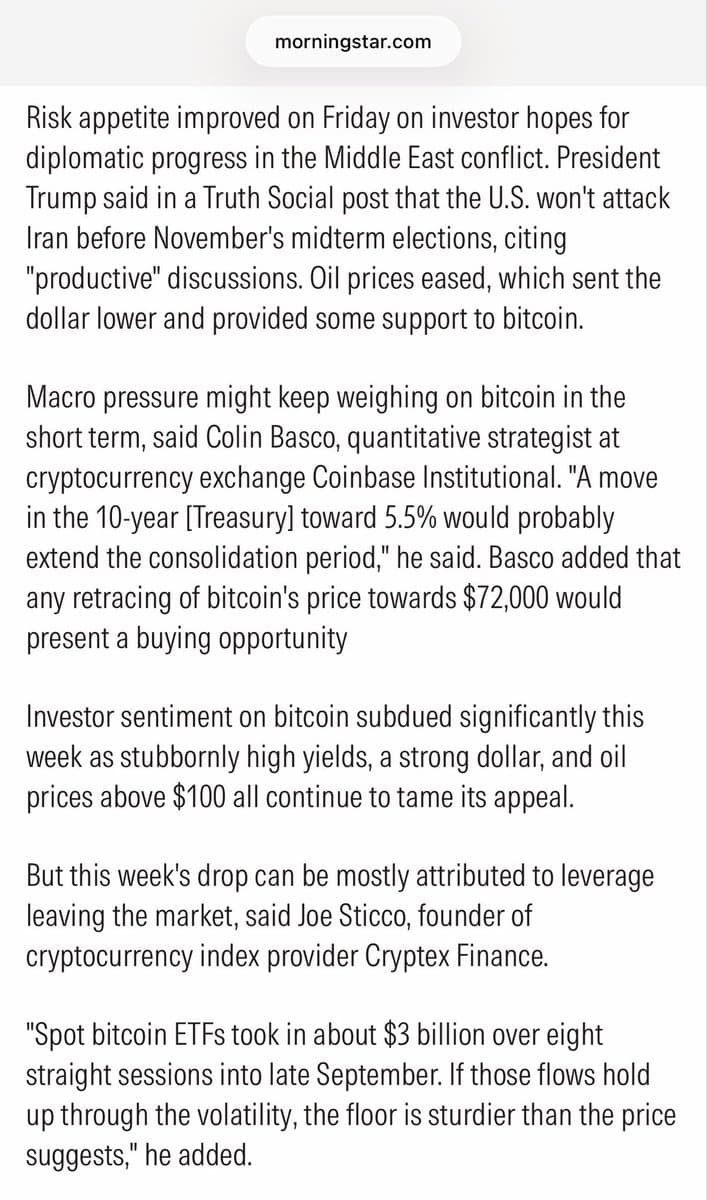 GM. Our Founder @JoeCryptex shares his perspective on the bitcoin:native rebound as Treasury yields and oil prices retreat in Dow Jones Newswires coverage via @Morningstar